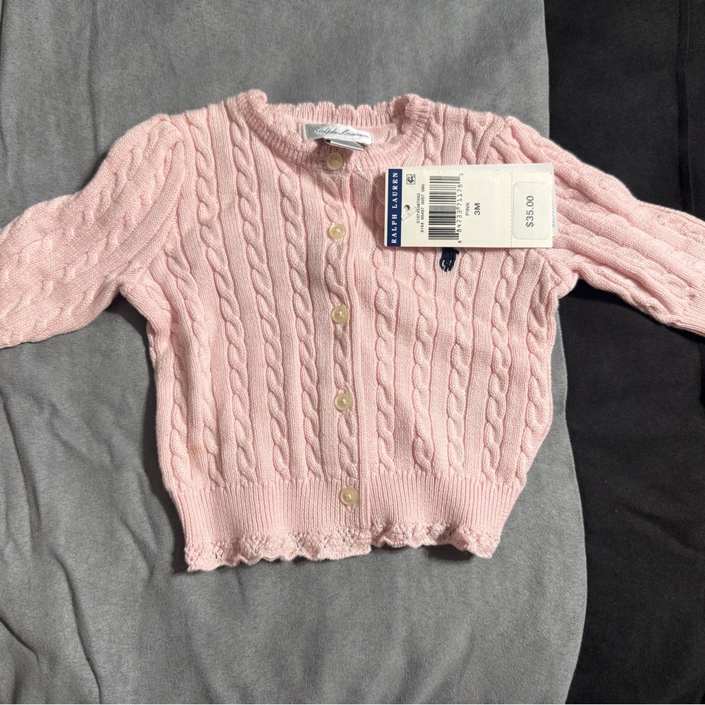 Ralph Lauren Light Pink Cable Knit Cardigan